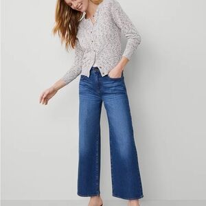 Ann Taylor Wide Leg Frayed Cropped Jeans